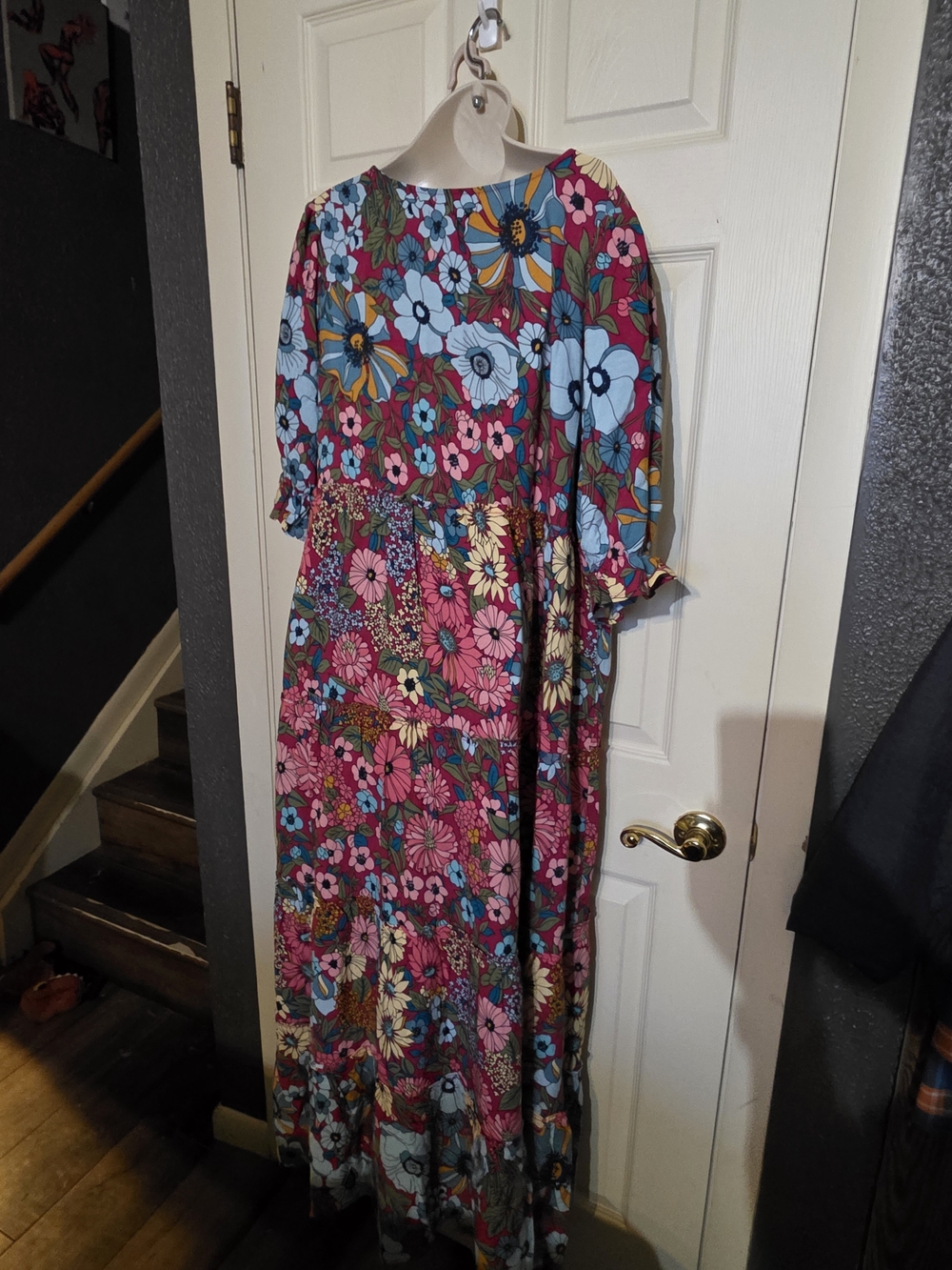 NATURAL LIFE Floral Tiered Maxi Dress - Pink, Blue, Yellow - Picture 5 of 6
